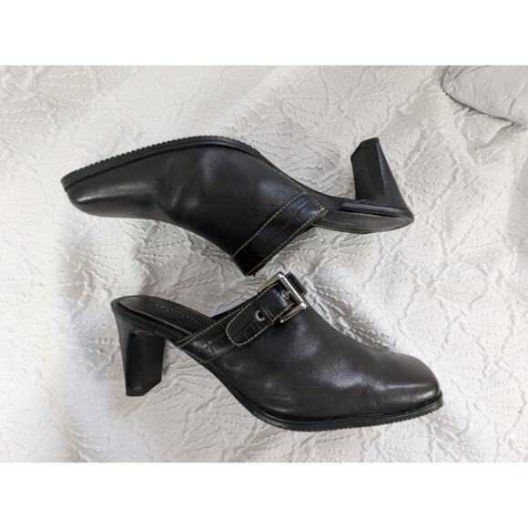 NWOT! LIZ CLAIBORNE! "FLEX" BLACK GENUINE SUEDE LEATHER SQUARE TOE MULES! SZ 10M - Picture 6 of 10